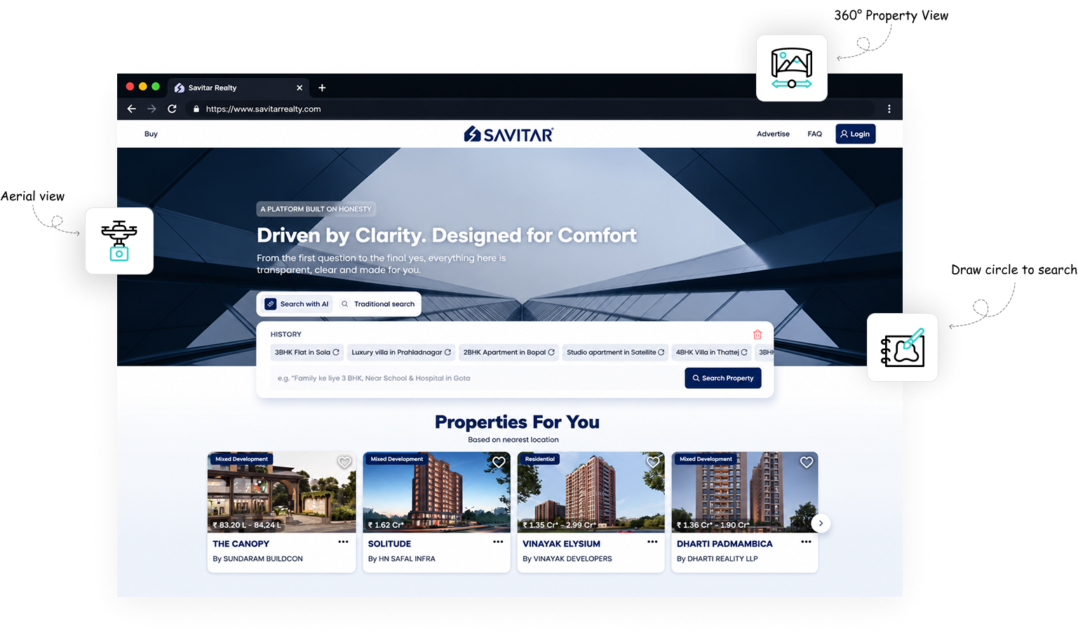 Savitar Realty Portal Main Page Mockup